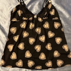 Black and pink Heart Print Women's cami